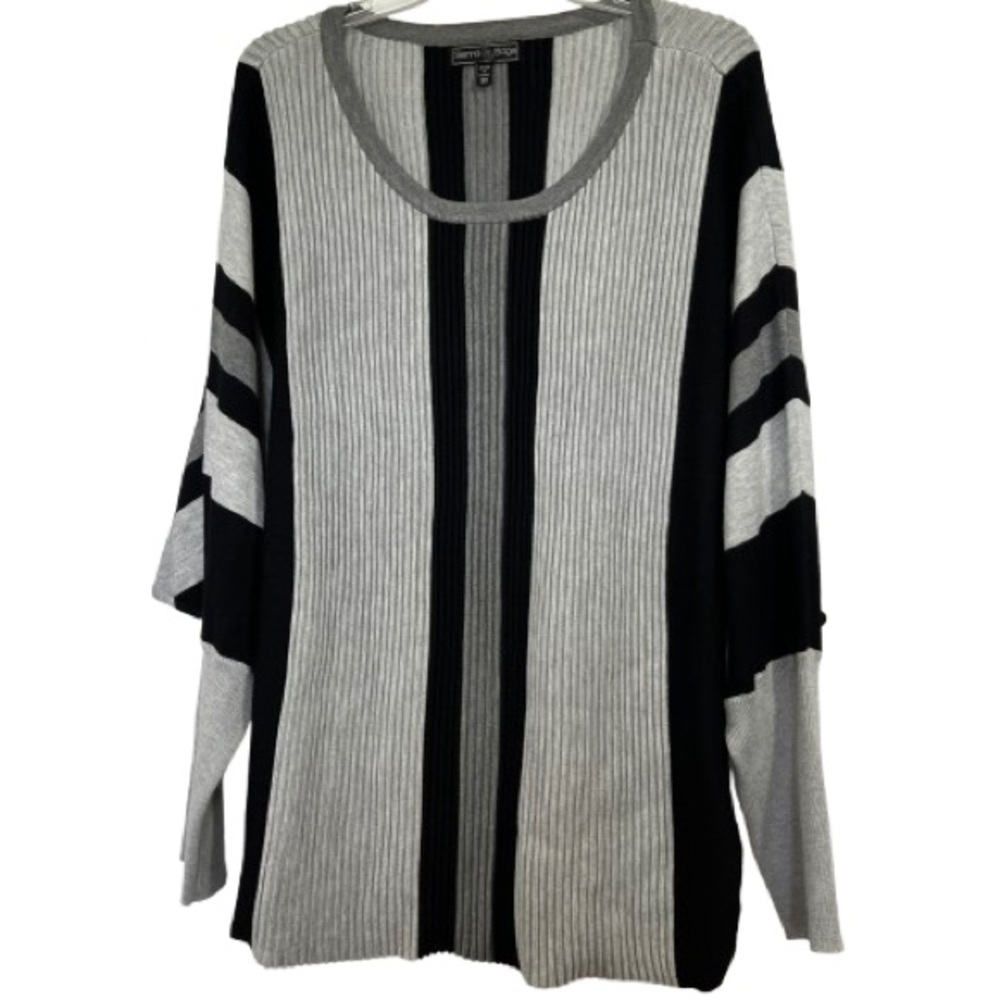 Sienna Sage Rib Knit Dolman Sleeved Sweater Vertical Stripes Rayon Blend 2X Plus